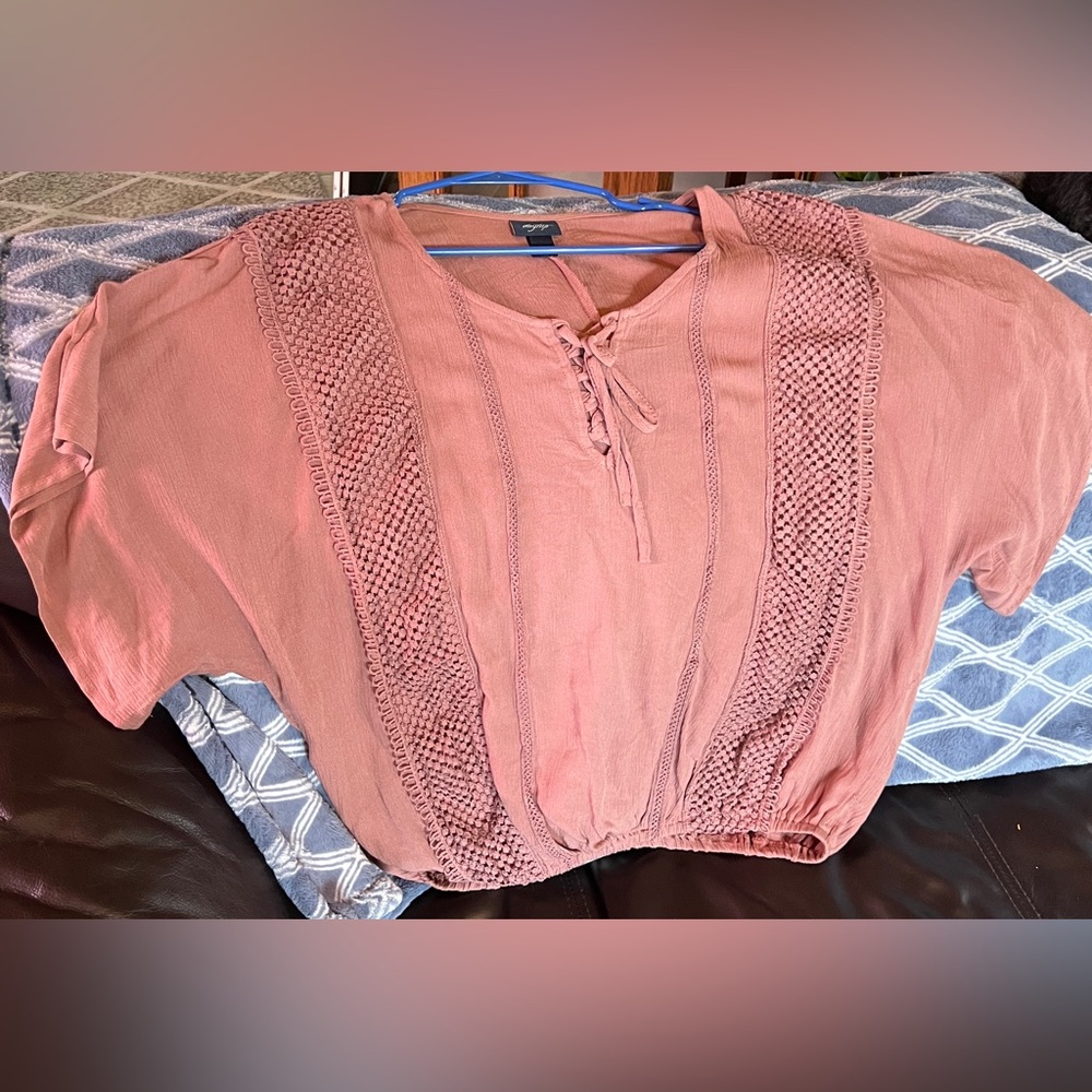 Daytrip Blush Lace Detail Blouse